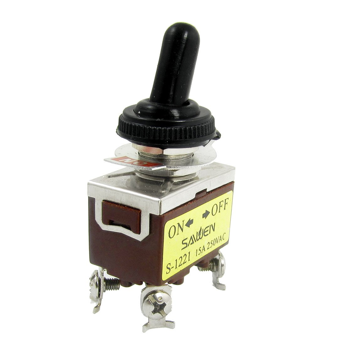 sourcingmap On/Off 2 Position 4 Screw Terminals Toggle Switch with Waterproof Boot, AC, 250V, 15 A, DPST