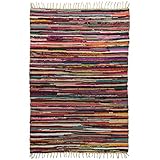 Royal Fiesta Chindi 4x6 Area Rag Rug Colorful Striped Braided Recycled Fabric For Hardwood Floors