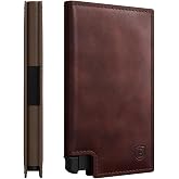 Ekster Parliament Pop Up Leather Wallet for Men - RFID Blocking - Brown | Minimalist card holder with push-button card ejection and easy one-hand card access.