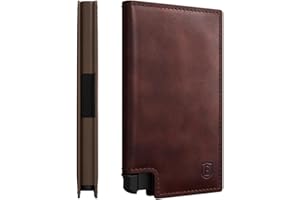 Ekster Parliament Men's Wallet | RFID Blocking Leather Minimalist Cardholder | Slim Wallet for Men - Designed for Quick Card Access with Push Button (Classic Brown)