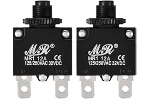 uxcell 2Pcs Thermal Overload Protector AC 125/250V 12A Push Button Reset Circuit Breaker