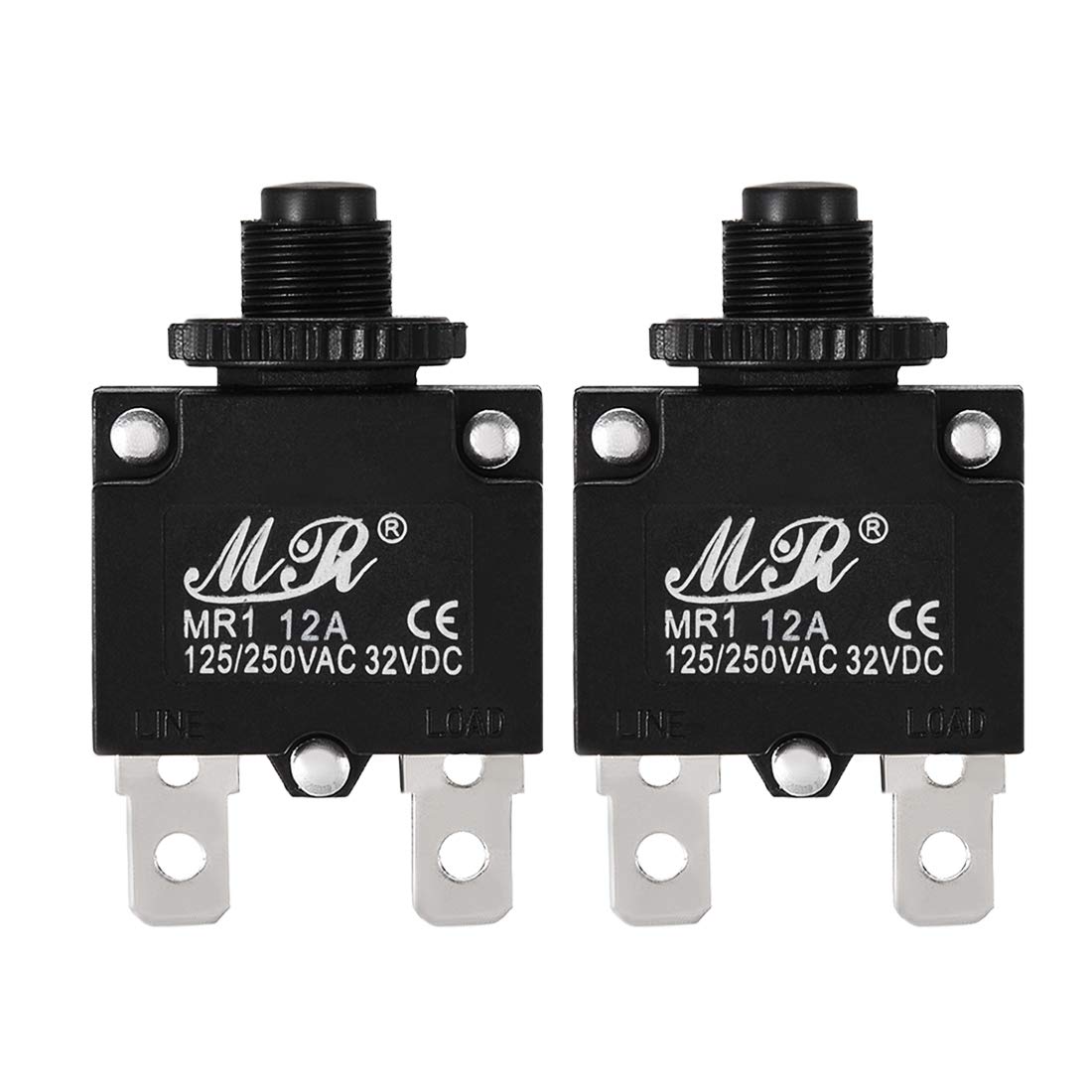 Sourcingmap 2Pcs Thermal Overload Protector AC 125/250V 12A Push Button Reset Circuit Breaker