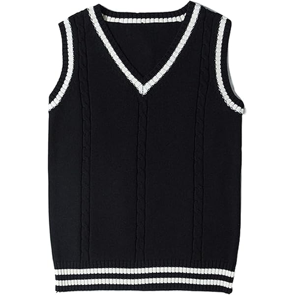 【KOOLOSET】Damage V Knit Vest Men Women Knitted Cotton V-Neck Vest JK Uniform Pullover