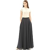 Diydress Women’s Long Chiffon Skirts Maxi Skirt Floor Length High Waist Formal Prom Party Skirts with Pockets