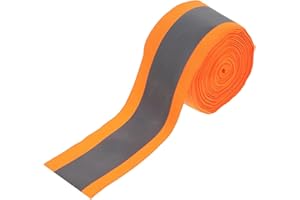 Tofficu Reflective Ribbon Tape Neon Fluorescent Fabric Strip 1 Roll Sew-On Safety Tape for High Visibility