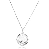JEAN RACHEL JEWELRY 925 Sterling Silver Necklace for Women - Large Hammered Disc Vintage Design - Hypoallergenic, Lead & Nickel Free Jewelry - Artisan Handcrafted Statement Necklace
