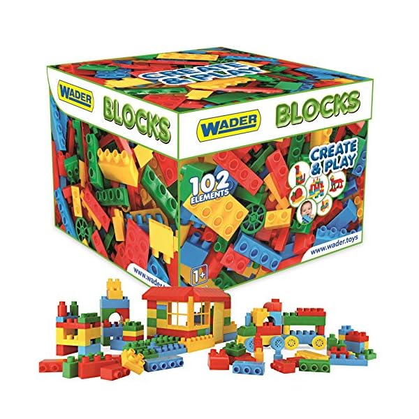 Wader 102 Blocks Bausteine Mega Bloxs in Aufbewahrungsbox bunt Kleinkinder