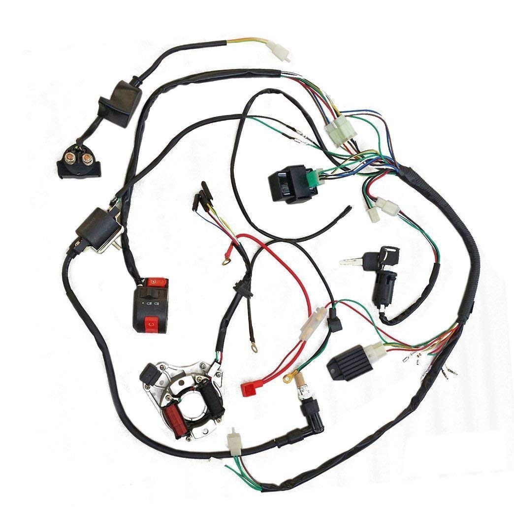 JCMOTO Full Wiring Harness Loom kit CDI Coil Magneto Kick Start Engine