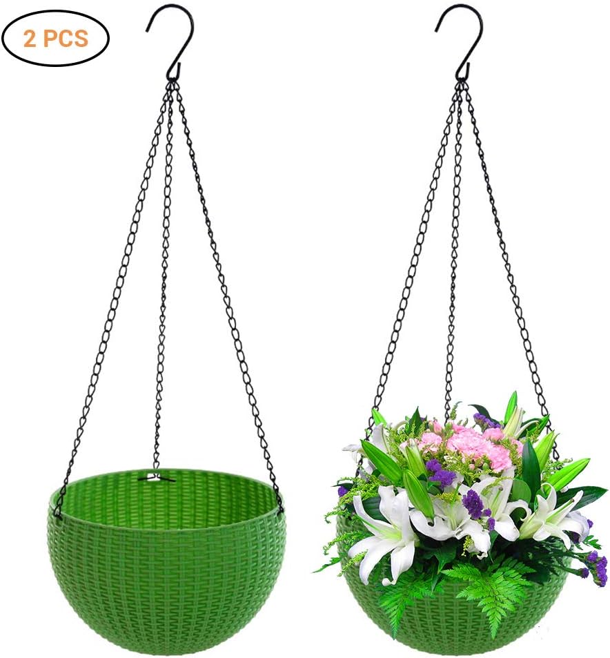 Oyria 2PCS Hanging Auto Drainage Baskets Indoor/Outdoor Hanging Flower