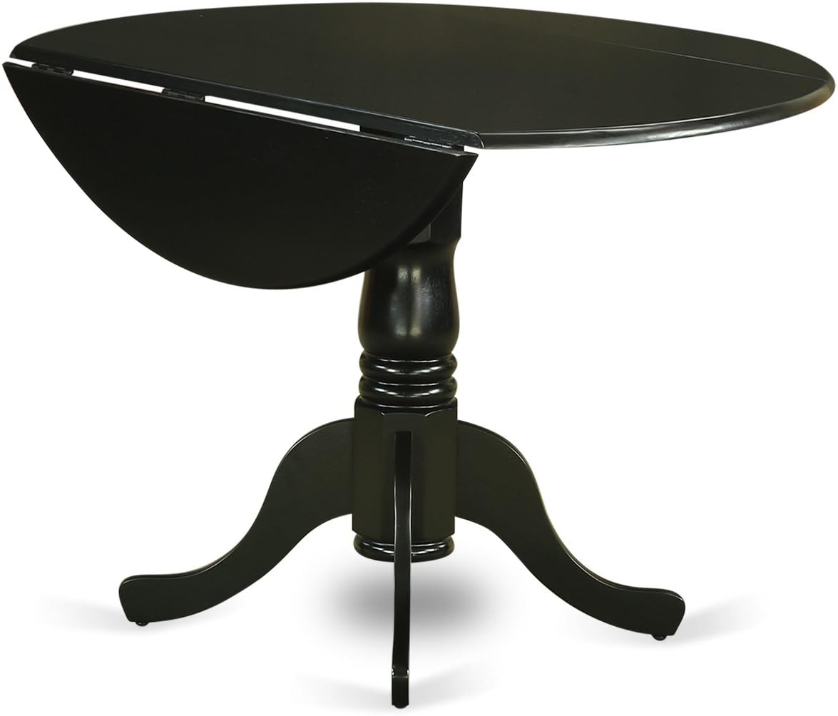 East West Furniture Dublin Table-Black Table Top Surface and Black Finish Pedestal Legs Hardwood Frame Dining Room Table: Furniture & Decor