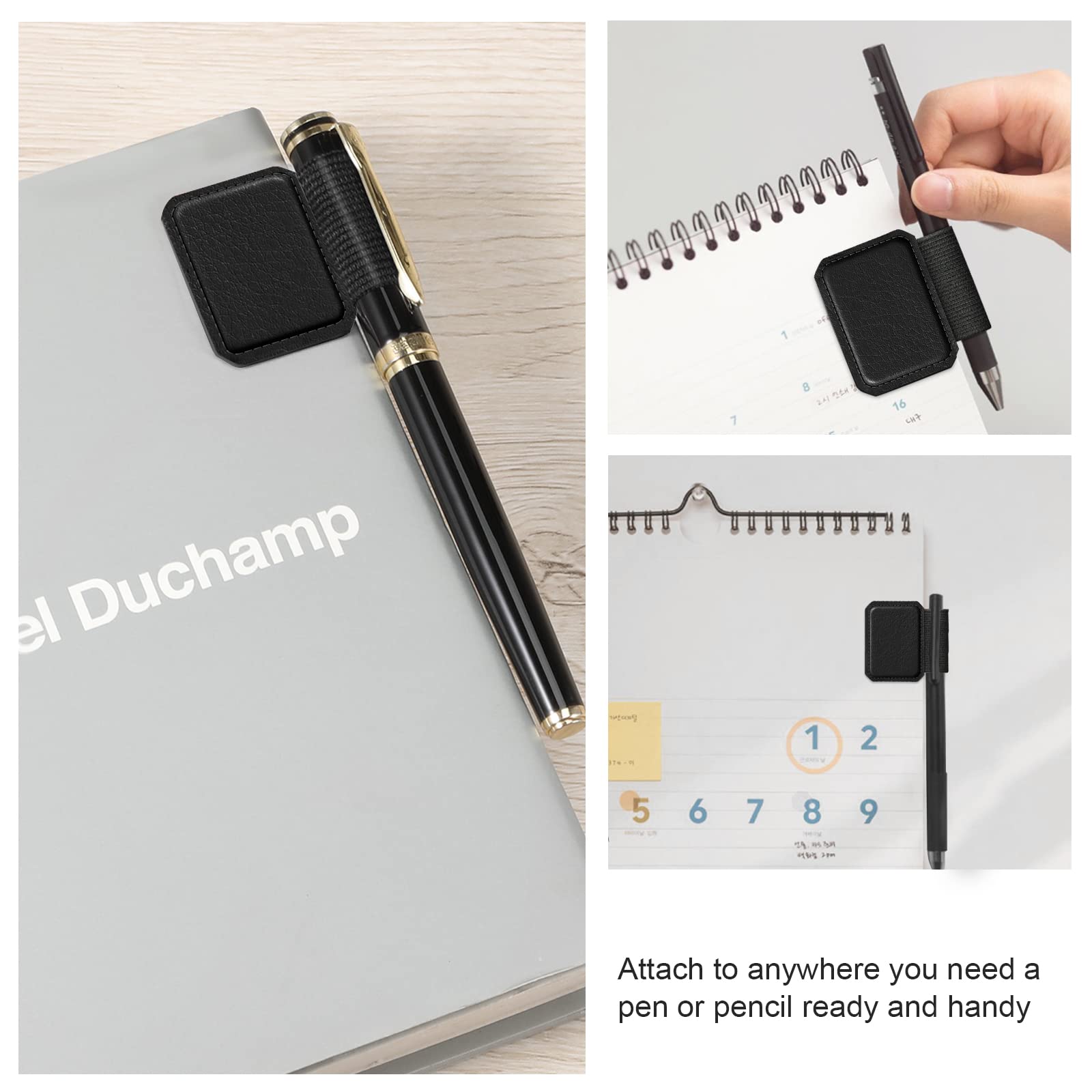 Fintie 4 Pack Pen Loop Holder for Apple Pencil Pro, Apple Pencil (USB-C / 1st / 2nd Generation) and Stylus Pens, Elastic Adhesive Leather Sleeve Attached to Cases, Black