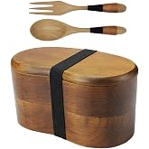 AOOSY Japanese Bento Box, Lunch Boxes, Double Layer Natural Wood Bento Box | For Adult Picnicking Office Hiking Camping