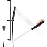 UCLIMAA Handheld Shower Head with Slide Bar Combo, 27.5-Inch Adjustable Height Slide Bar, High Perssure Handheld Shower Head with 6.6ft Extra Long Hose, Brass Wall Supply Elbow, Matte Black