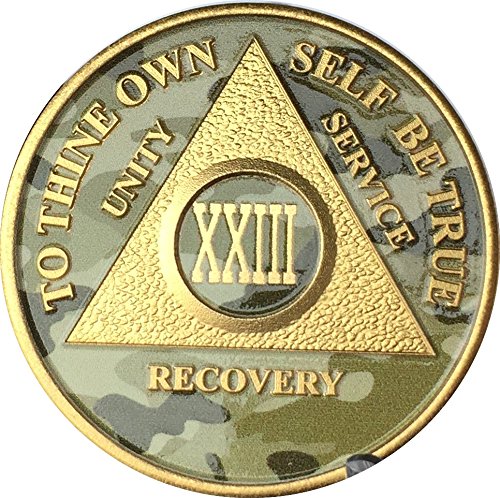 23 Year AA Medallion Camo Gold Plated Anniversary Chip Camouflage Color