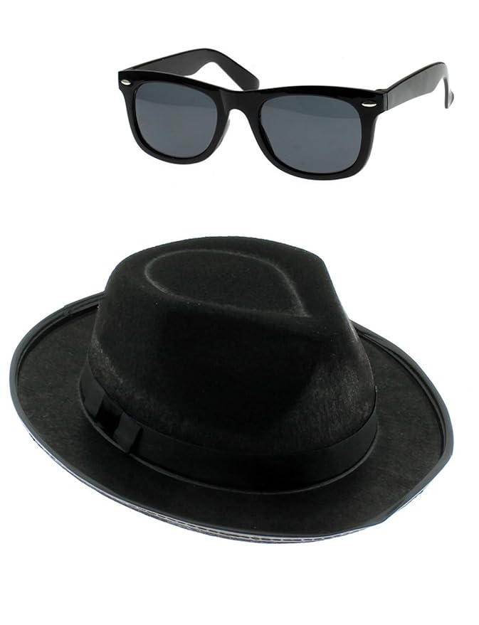 TrendyFashion BLUES BAND UNISEX, MÜTZE UND BRILLE, BAND-AMERICAN JUNGGESELLENABSCHIED PARTY KLEID KOSTÜM