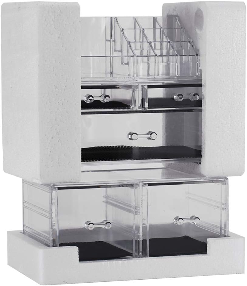 Sooyee Makeup Organizer 3 Pieces Clear Acrylic Cosmetic Storage Drawers and Jewelry Display Box(5 Drawers 7 Tiers): Home Improvement