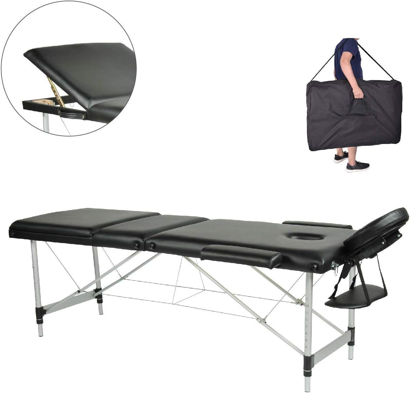 4beauty 3 Section Foldable Aluminium Massage Table