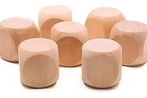 10Pcs Wooden Dice, 6 Sided Blank Dice Round Corner Cube DIY Crafts Party Supplies (1.8cm)