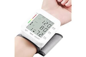 Coverich Blood Pressure Monitor Automatic Machine for Home Use LCD Display with Voice Adjustable Wrist 5.3"-7.7" Cuff 2X99 Memory with Carrying Case White