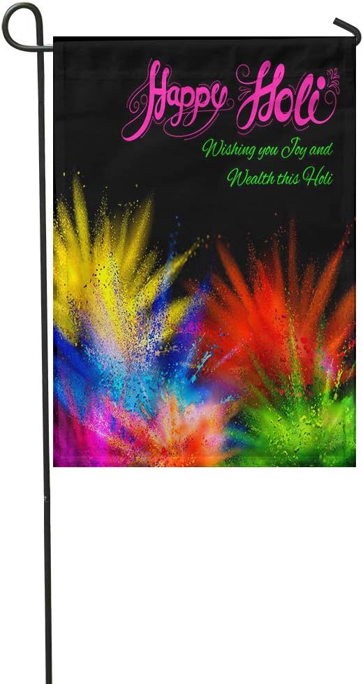 Lomue Holi Garden Flag Powder Color Explosion for Happy Colorful Pigment Hippie Art Celebration Polyester Print Home Yard Farm Flag Fade Resistant Outdoor House Decor Flag Decoration 12x18 Inches