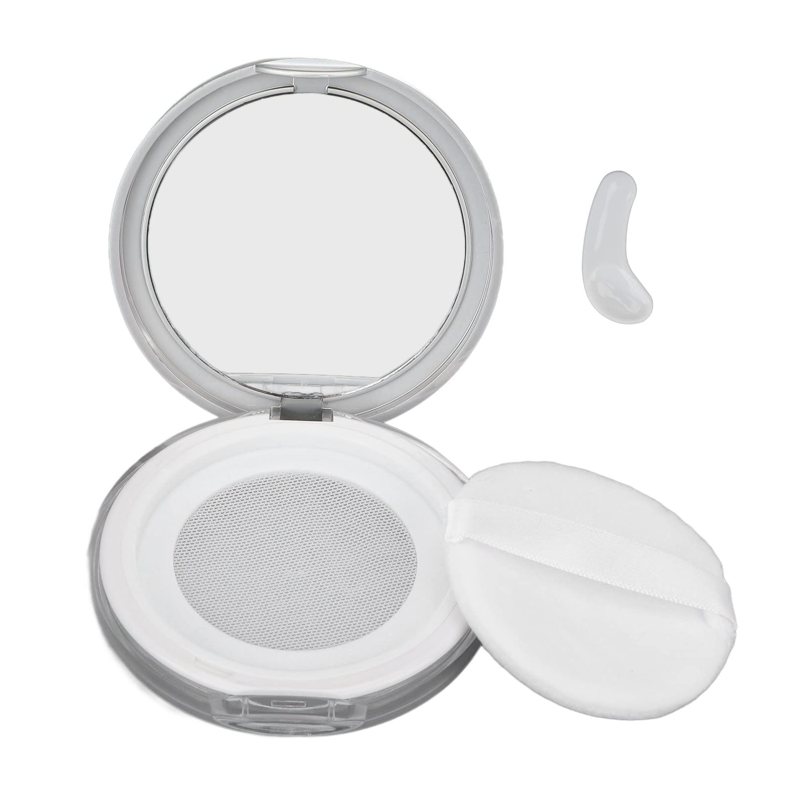 Photo 1 of 3g Empty Powder Box, Refillable Loose Portable Makeup Setting Blush Case Container with Puff Holder Compact Slim Mirror and Elasticated Net Sifter Mini No Leaks Set