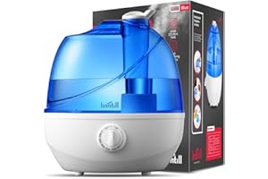 BONTILL Cool Mist Humidifiers for Bedroom & Large Room (2.5L Water Tank) Quiet Ultrasonic Air Humidifier For Babies Nursery, Office, Indoor Plants & Whole House -Adjustable 360 Rotation Nozzle, Auto-Shut Off