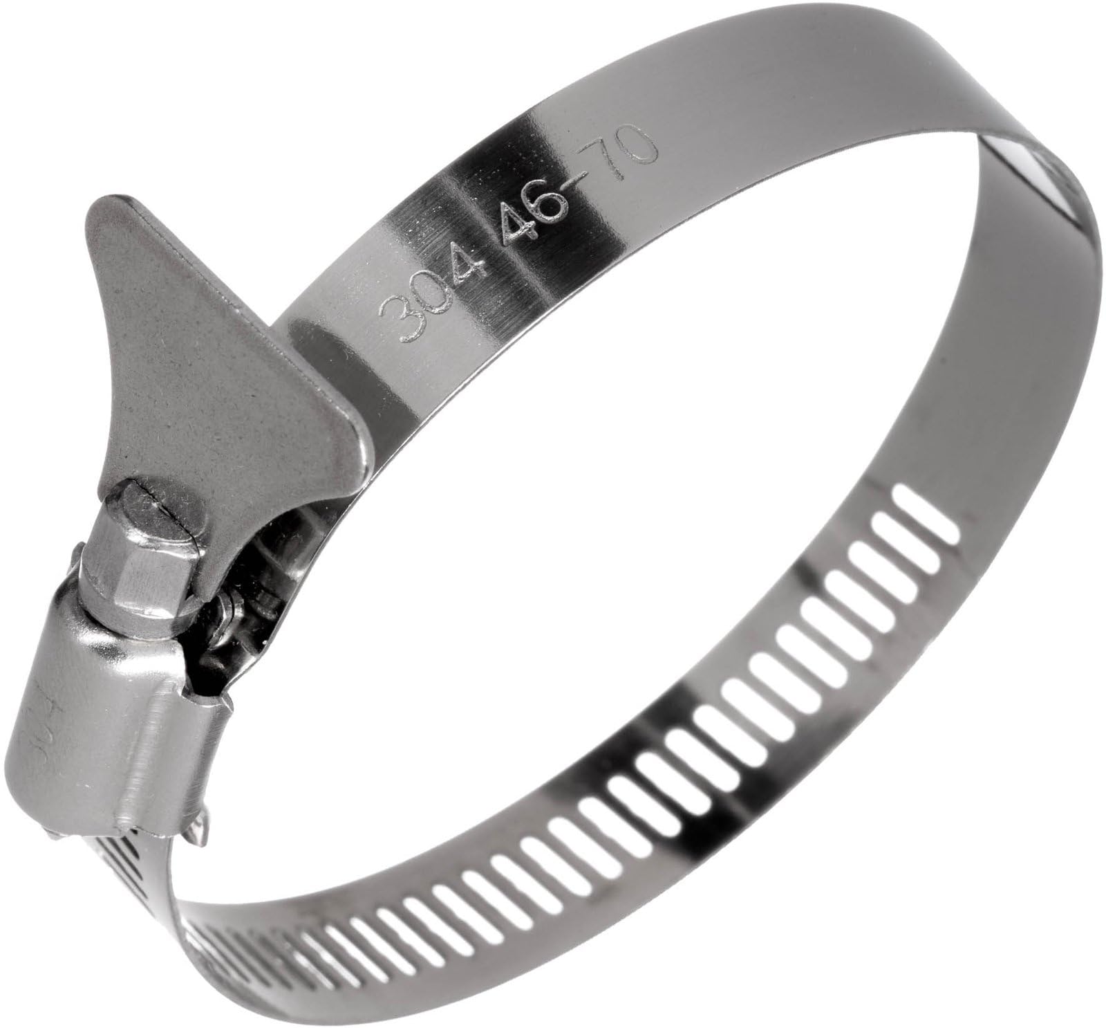 YoiYee 46-70mm Hose Clamp, 304 Stainless Steel Adjustable Pipe Clip with Thumbscrew, Butterfly Type Metal Worm Drive Ducting Strap for Securing Gas/Fuel Line, Pack of 4