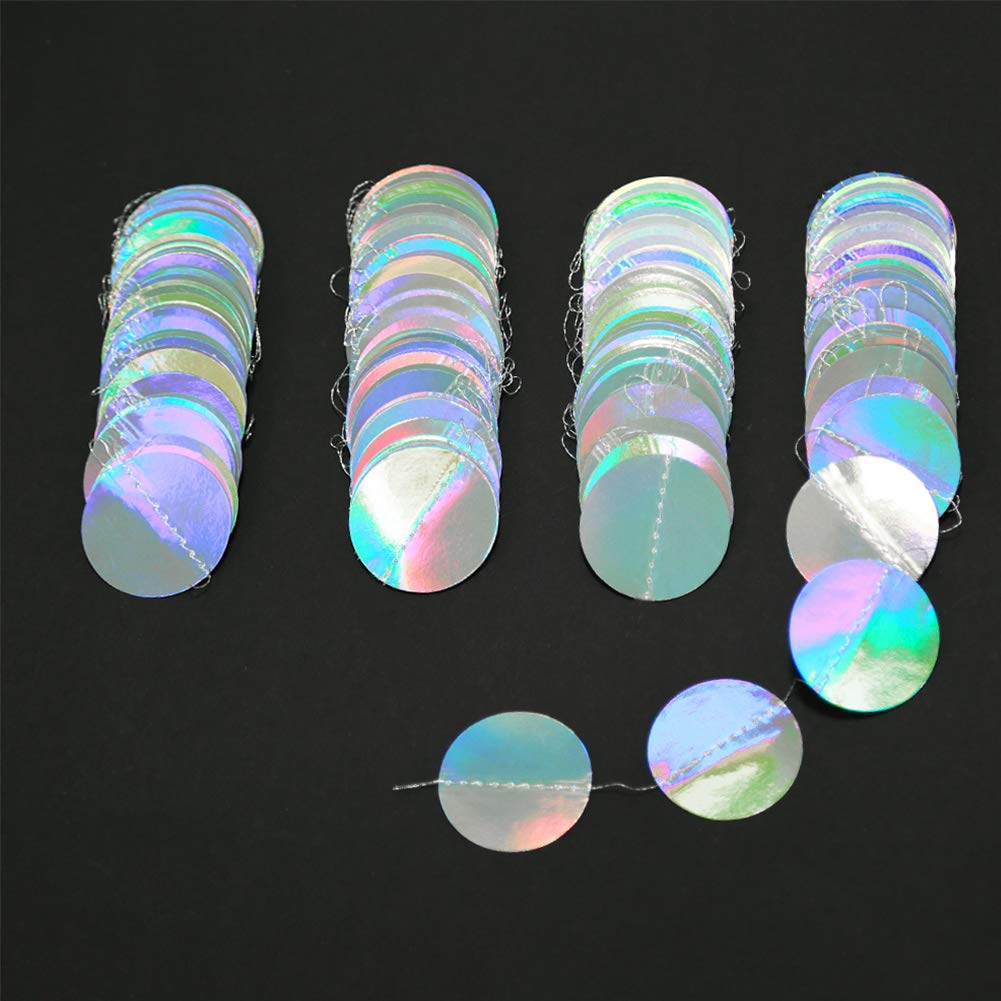Cheerland Iridescent Party Decorations Holographic Circle Garlands Disco Theme Birthday Decorations Bachelorette Hanging Streamers Banner Graduation Decor New Year Bachelorette Euphoria Party Supplies