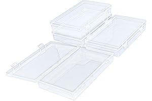 Thintinick 4 Pack Rectangular Clear Plastic Storage Containers Box with Hinged Lid for Beads and Other Small Craft Items (7.8