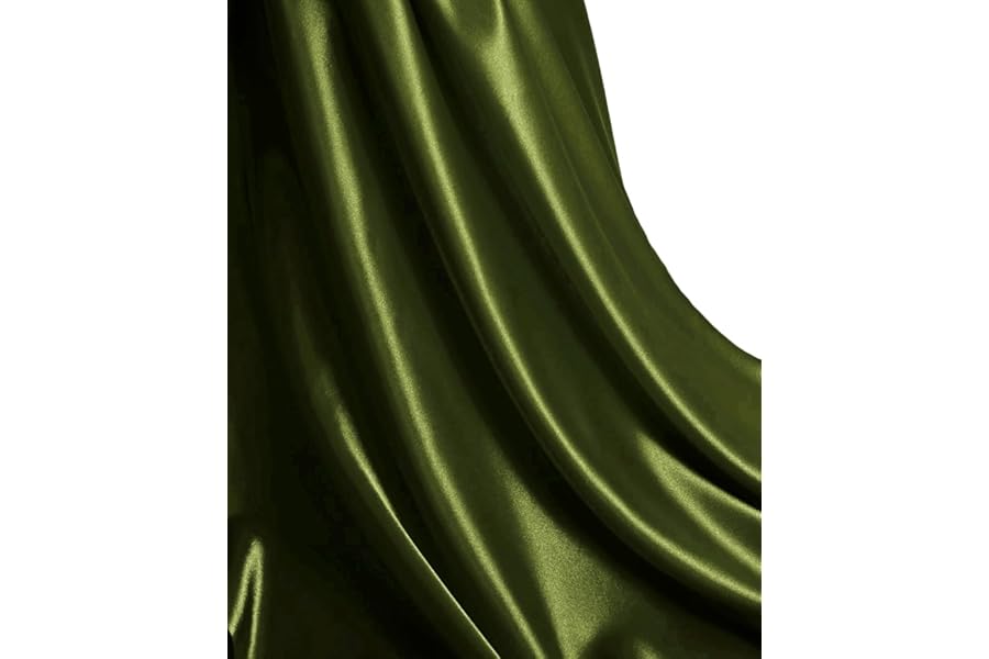 MDS Satin Fabric 5 Yards, 44" Wide, Silky Smooth Charmeuse Sateen Cloth for Wedding Arch Drapery Panel Backdrop Party Event Banquet Home Decoration Curtain Crafts DIY Sewing Costume - Olive Green