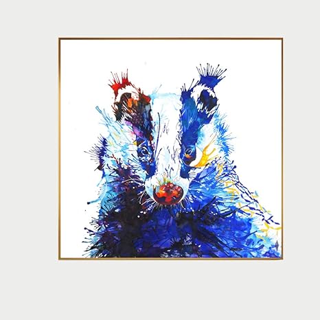 Amazon 水彩画アナグマポスターそしてプリントかわいい動物キャンバス壁アートパネルのためにリビングルーム装飾抽象壁絵画インテリア家装飾写真60 60cmフレームレス ウォールステッカー オンライン通販