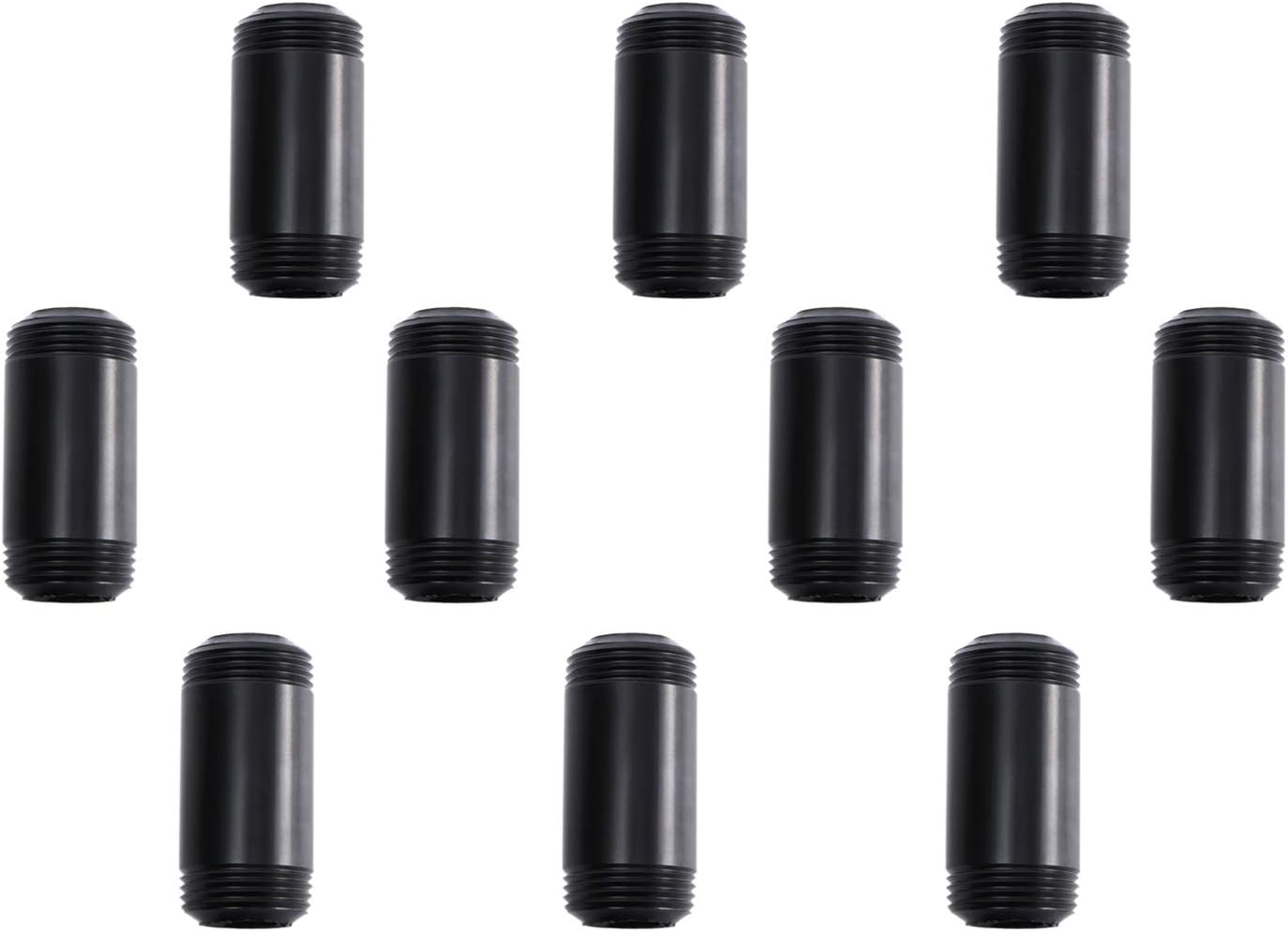 3/4" x 2" Black Painted Iron Pipe, Home TZH 10 Pack Threaded Black Paint Finish Metal Pipe Nipple for DIY Project/Furniture/Shelving Decoration(10, 2") - - 