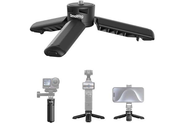 SMALLRIG One-Touch Deploy Mini Camera Tripod Grip for DJI Osmo Pocket 4 3 /Action 6/5 Pro/4/Nano, with 1/4"-20 Screw for Inst