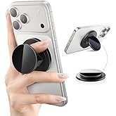 【Upgraded】 Magnetic Phone Grip for MagSafe, Magnetic Ring Holder with Soft Silicone Finger Loop, Rotating Top, Secure Hold for iPhone 17 Air 16 Pro Max Plus 15/14/13/12