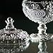Crown-Embossed Glass Sugar/Candy Dish Bowl with Cover Lid - Transparent