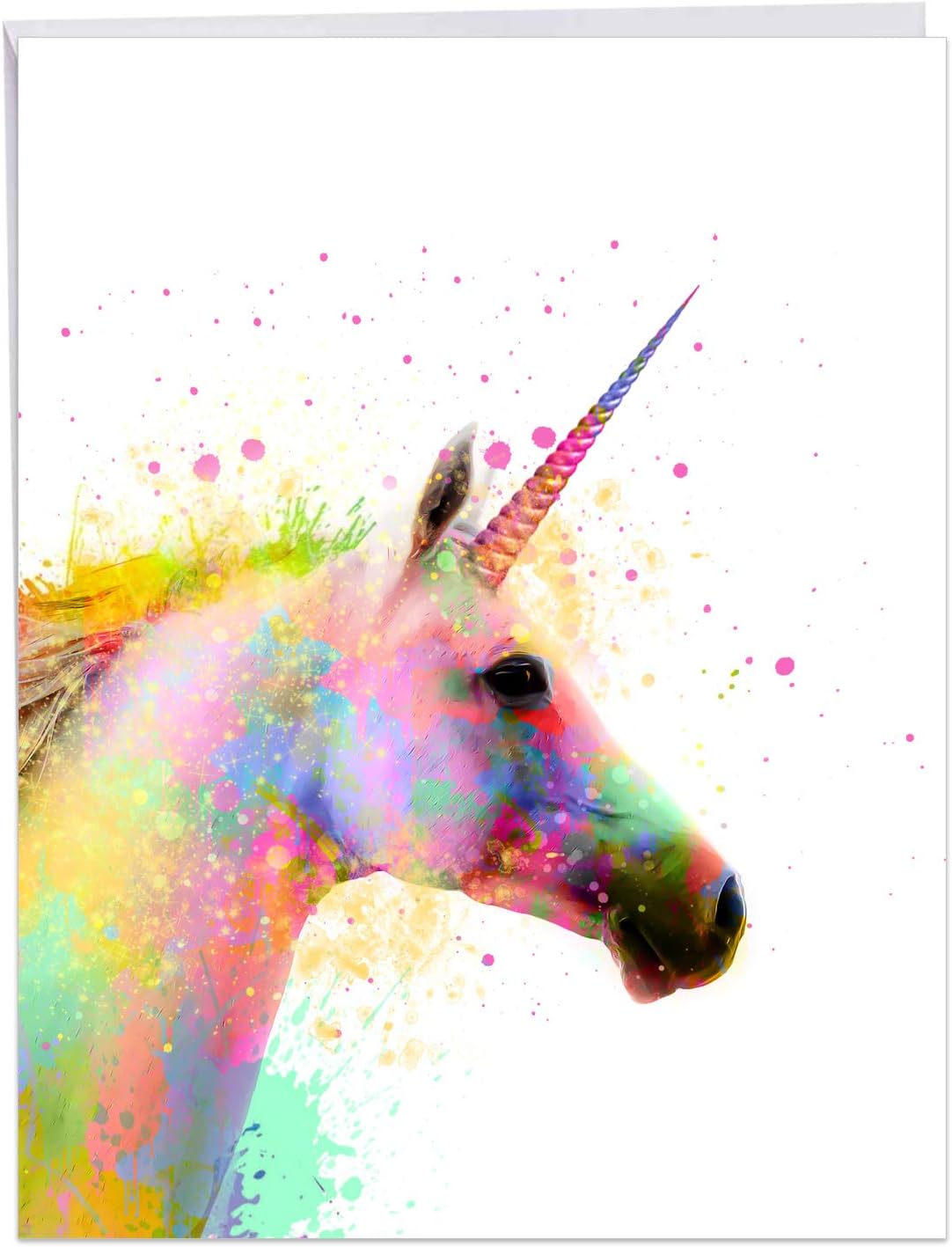 The Best Card Company - Funny Birthday Card with Envelope (Big 8.5 x 11 Inch) - Humorous Gratitude Animal Notecard Stationery - Funky Rainbow Unicorns Believe J6748DBDG
