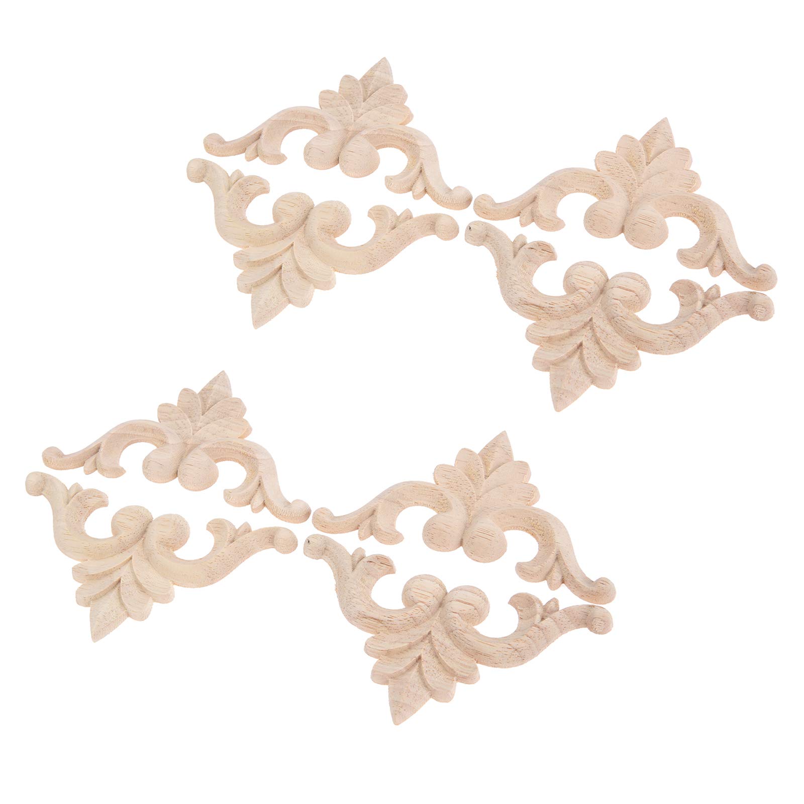 MUXSAM 8Pcs 9.5cm Wood Carved Corner Onlay Applique Frame Decal,Vintage Unpainted Wood Panelling Kits for Home Furniture Wall Cabinet Door Decor