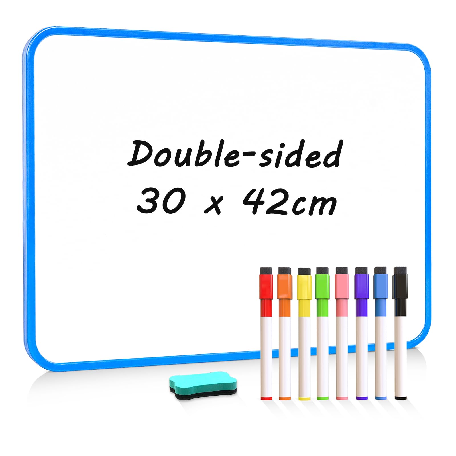 QUEENLINK 30X42cm Double-Sided Portable Whiteboard, Dry Erase White Board Small Lap Boards Kit Portable Mini Classroom Whiteboard for Students and Children