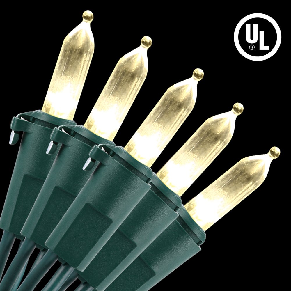 Brizled LED Christmas Lights, 100 LED 33 ft Mini String Lights, 120V UL Certified for Indoor and Outdoor Decoration, Patio and Christmas Tree, Warm White