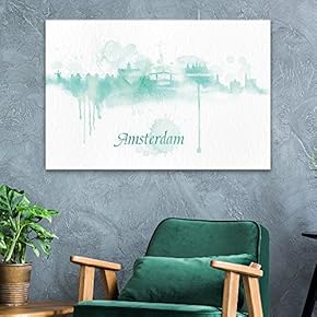 Impressionism Watercolor Style City Landscape of Amsterdam