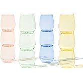 TOSSWARE POP 14oz Vino - Color Series SET OF 12, Premium Quality, Recyclable, Unbreakable & Crystal Clear Plastic Wine Glasses