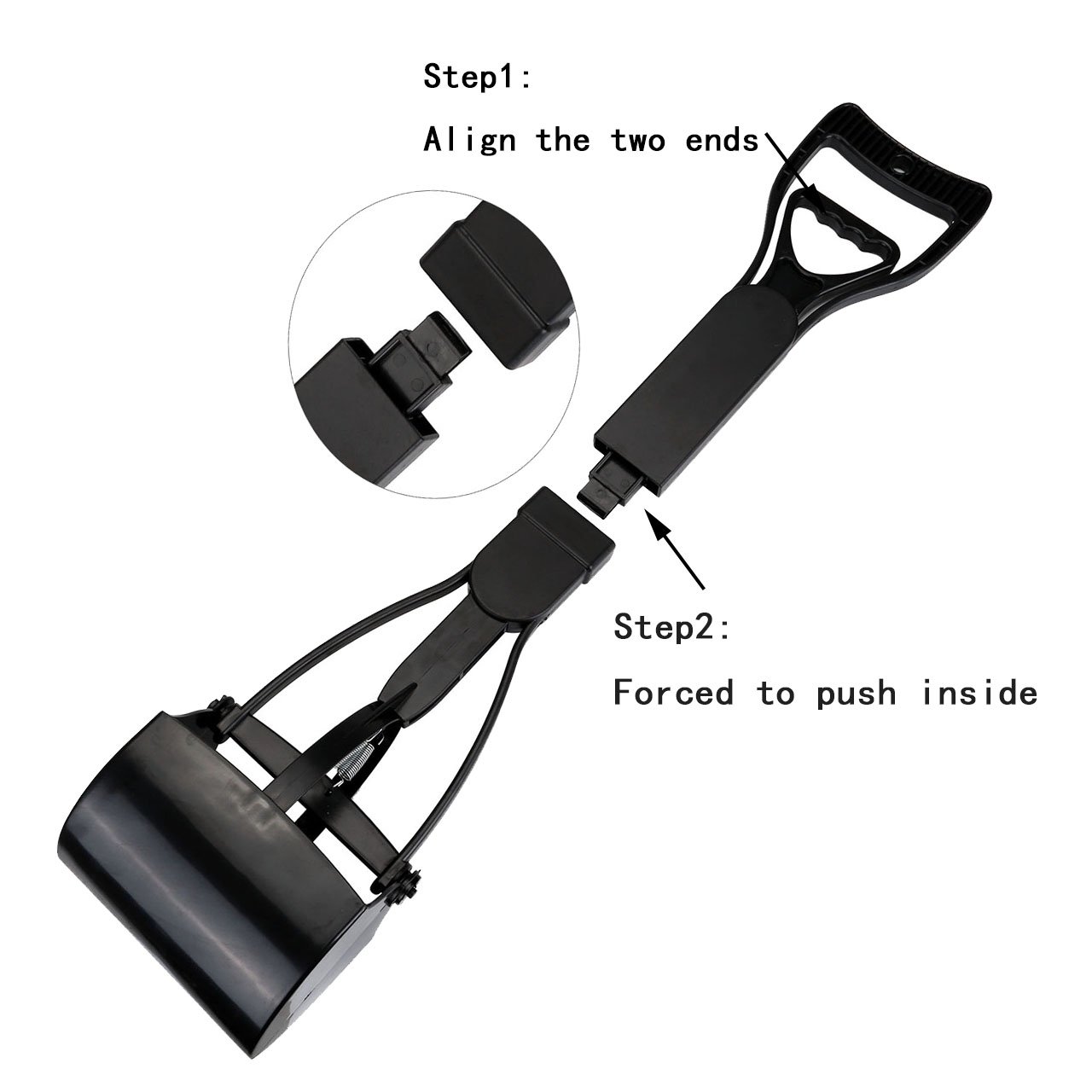 Mogoko Portable Jaw Clamp Poop Scooper Set with Poop Bag Holder and 40 Waste Bags for Outdoor Pet dog Puppy Cat Kitten (L, Black(Combo))