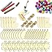 ZALALOVA Unfinished Christmas Wooden Ornaments, 166Pcs MSDS Approved Christmas Tree Ornaments 6 Styles Crafts Kit 33.6 Ft Jute Twine 50 Colorful Bells 6 Color Pens Christmas Crafts for Kids