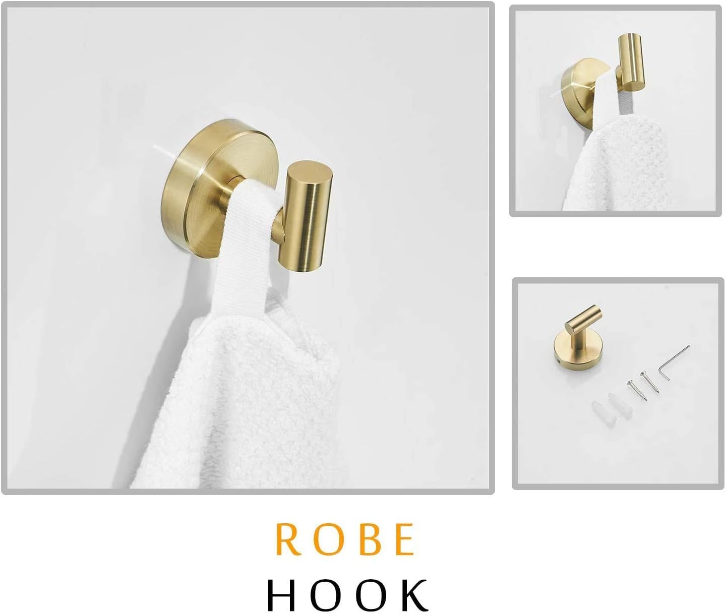 YUET Gold Bathroom Accessories Accessory Bars Set Hand Towel Holders Ring Rails For Bathrooms SUS 304 Stainless Steel Hardware Wall Mounted Rack - Image 4