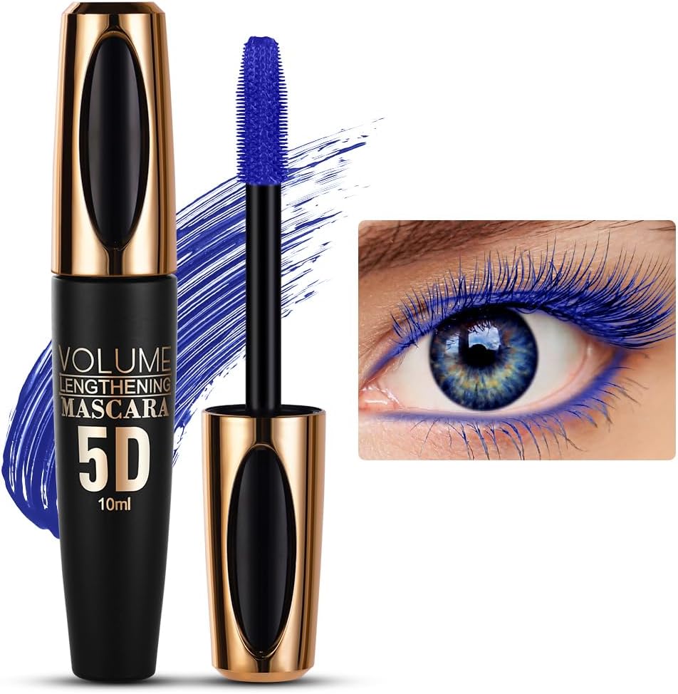 LOPHE 5D Silk Fiber Eyelash Mascara Blue Volume Waterproof Long-Lasting