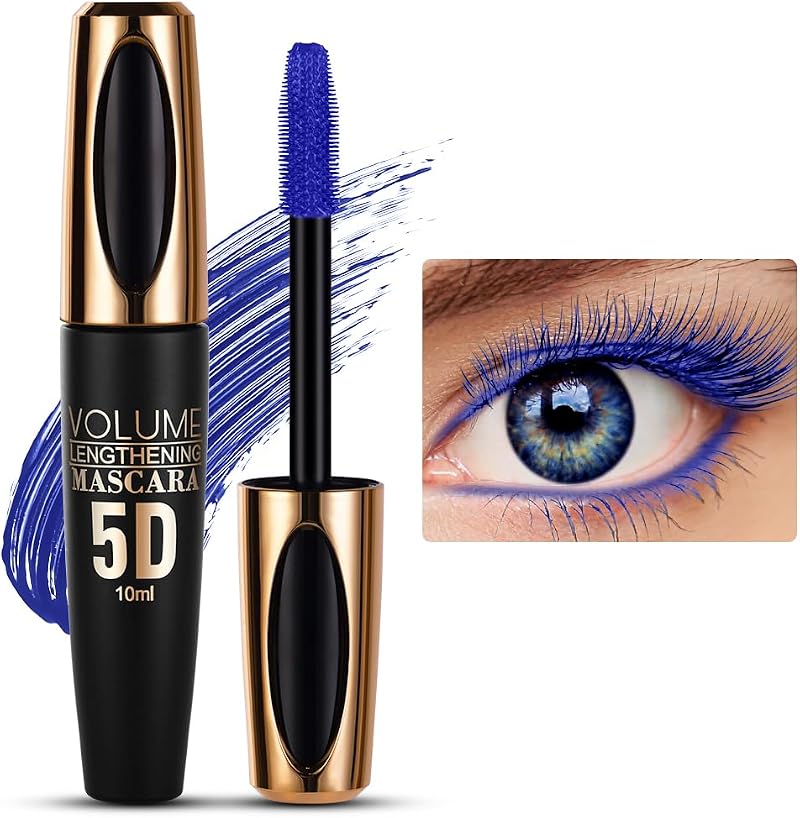 LOPHE 5D Silk Fiber Eyelash Mascara Blue Volume Waterproof Long-Lasting