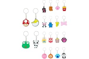 VERYRICH 100pcs Cartoon Keychain for Kids Party Favors, Mini Cute Keyring for Classroom Prizes, Birthday Christmas New Year Party Favors Gift, Key Chains Goodie Bag Stuffers Supplies, 20 Colors