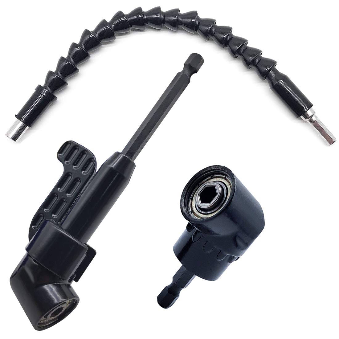 QISF 105° Right Angle Drill,1/4 Inch Hex Shank Extension Drill Attachment Drive Socket Adapter Power Tools with Flexible Bit Magnetic Screwdriver for Tight Corner Workspace
