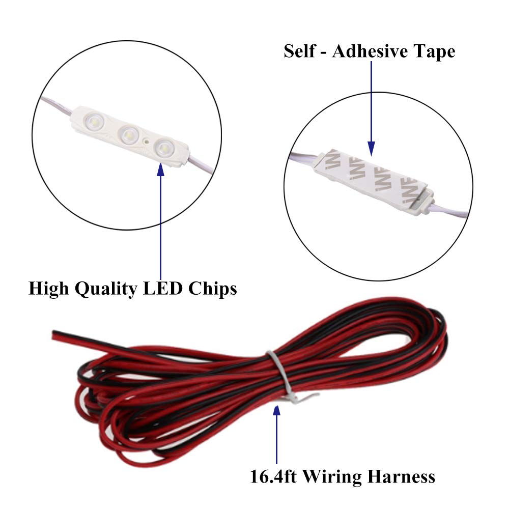 FICBOX 12V 60 LEDs Car Interior Light Kits LED Ceiling Lights Kit Waterproof Dome Lamp for Van Truck Caravan (20 Modules, White)