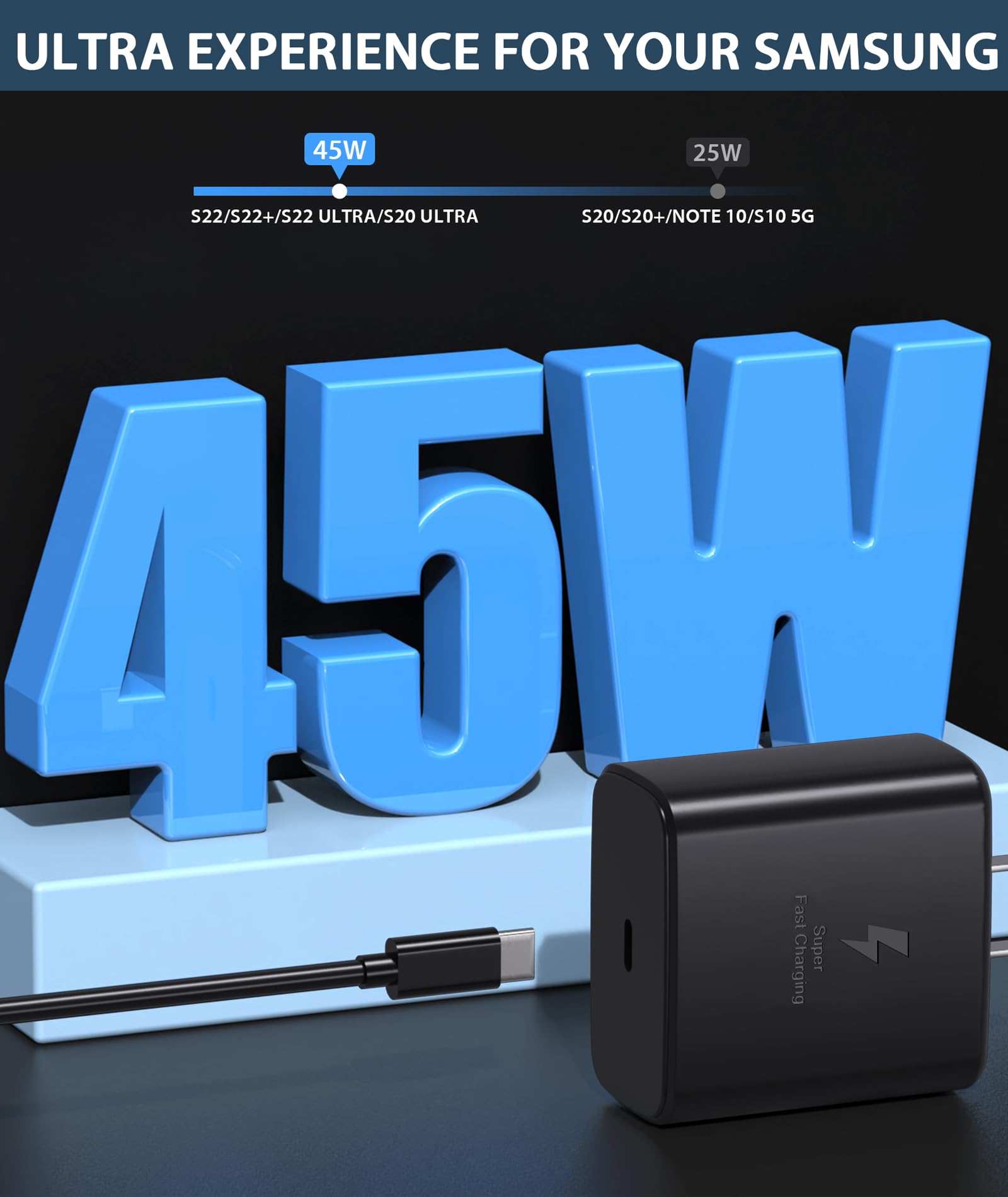 JPEOAYBI 2025 New 45W Super Fast Charger USB C- Type C Fast Charging Android Phone Charger Compatible with Samsung Galaxy S25 Ultra/S25/S25+/S24/S24+/S24Ultra/S23+/S23 Ultra/S22 Ultra Tab,6ft C Cable